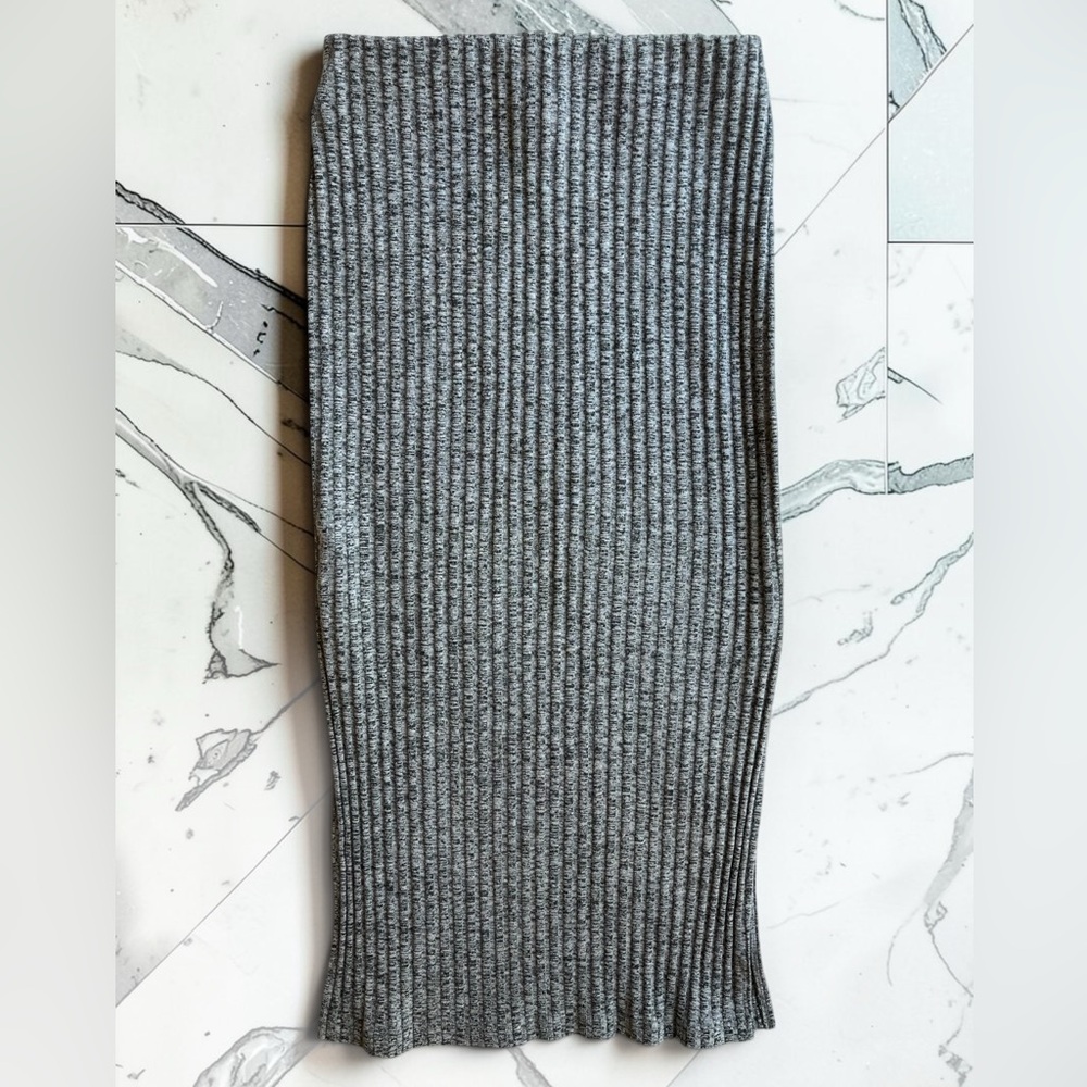 Topshop Ribbed Knit Pencil Skirt in Gray